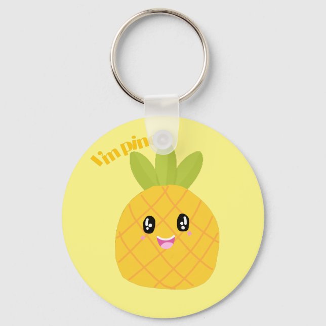 Cute Pineapple kawaii Nyckelring (Framsida)