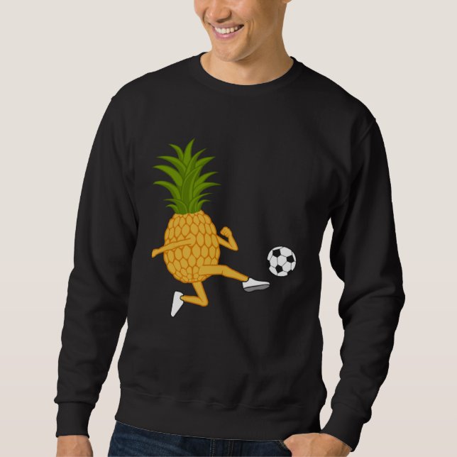 Cute Pineapple Kicking Ironic Summer Fruits Lång Ärmad Tröja (Framsida)