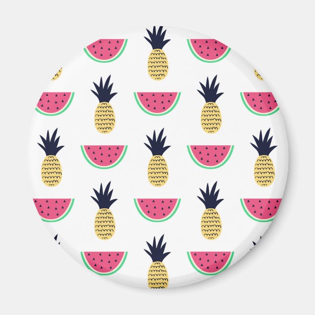 Cute Pineapple och Watermelon Doodle Mönster Magnet (Framsidan)