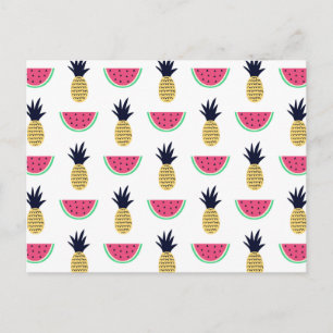 Cute Pineapple och Watermelon Doodle Mönster Vykort
