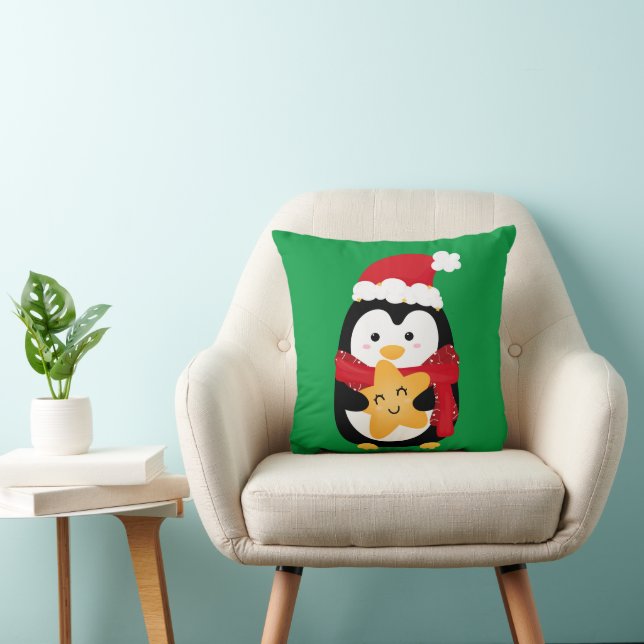 Cute Pingguin Grönt Jultemöten Ungdomar Kudde (Stol)
