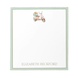 Cute Pink and Aqua Coastal Scooter Anteckningsblock