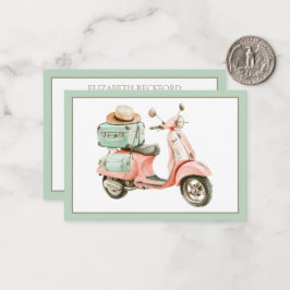 Cute Pink and Aqua Coastal Scooter Anteckningskort