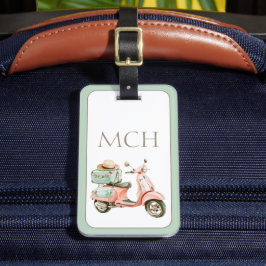 Cute Pink and Aqua Coastal Scooter Bagagebricka