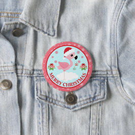Cute Pink and Red Christmas Flamingo Winter Knapp