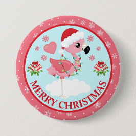 Cute Pink and Red Christmas Flamingo Winter Knapp