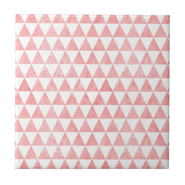 Cute Pink And White Triangle Pattern Ceramic Tile Kakelplatta (Framsidan)