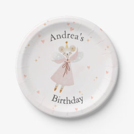 Cute Pink Baby Mouse Birthday Plates