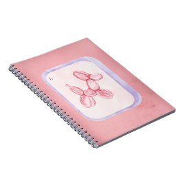 Cute Pink Balloon Dog Minimalist aesthetic Anteckningsbok