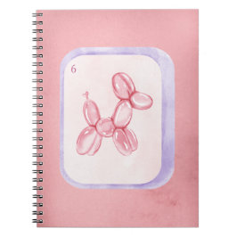 Cute Pink Balloon Dog Minimalist aesthetic Anteckningsbok