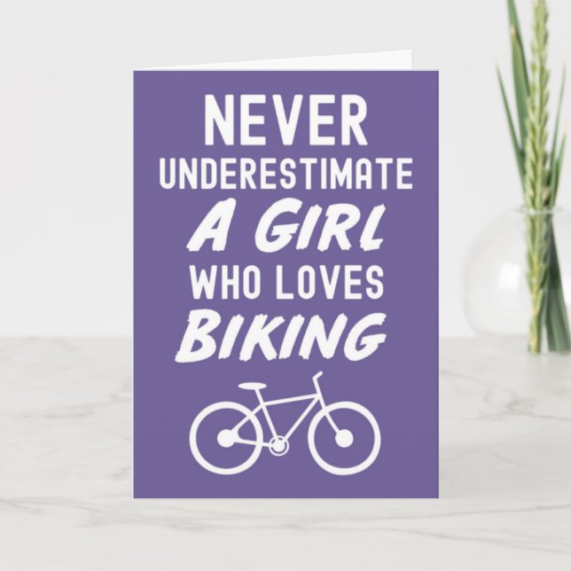 Cute Pink Biking Cards For Baby Girls Kids Biker Kort (Framsida)