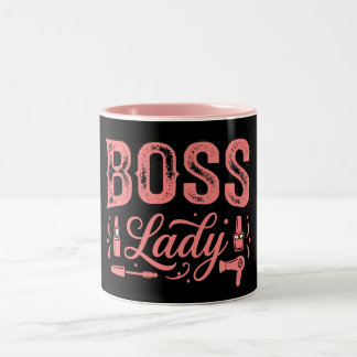 Cute Pink Boss Lady Design Två-Tonad Mugg