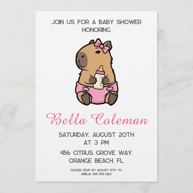 cute pink bow baby shower invitation inbjudningar (Framsida)