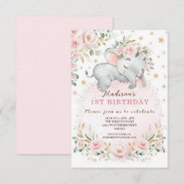 Cute Pink Bow Coquette primer cumpleaños Inbjudningar