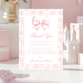 Cute pink bow floral preppy baby girl shower tack kort