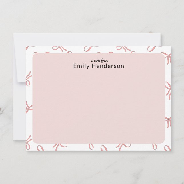 Cute Pink Bow Girly Coquette Bow Frame  Anteckningskort (Framsida)