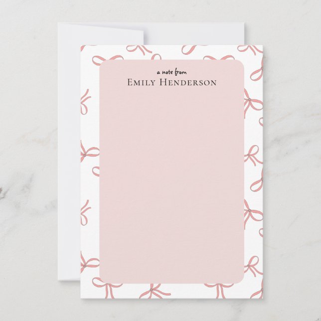 Cute Pink Bow Girly Coquette Frame  Anteckningskort (Framsida)