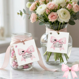 Cute Pink Bow Graduation Cap Graduate Gåvor Etiketter
