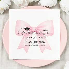 Cute Pink Bow Graduation Cap Graduate Pappersservett
