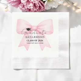 Cute Pink Bow Graduation Cap Graduation Pappersservett