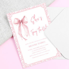 Cute Pink Bow She's Tying The Knot Bridal Shower Inbjudningar