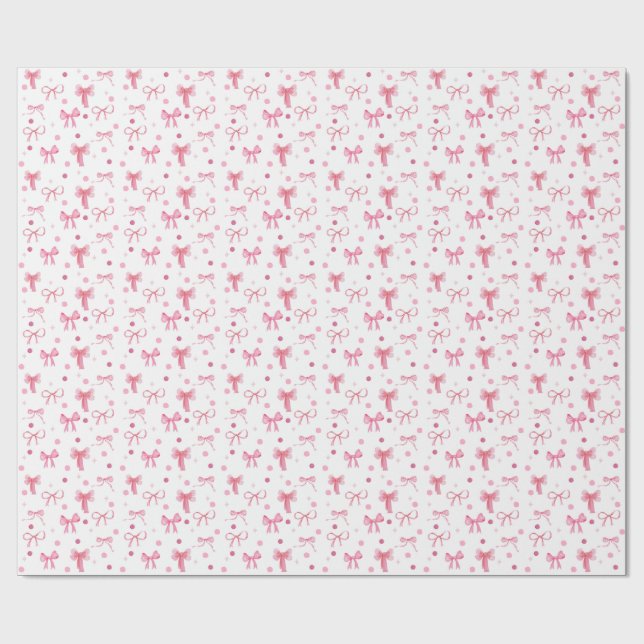 Cute Pink Bow Wrapping Paper Presentpapper (Platt)