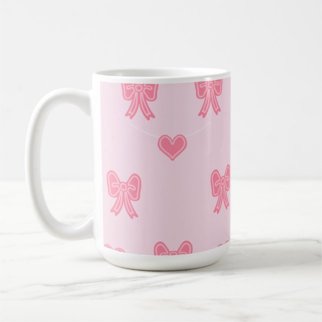 Cute Pink Bows and Hearts Coque Kaffemugg (Vänster)