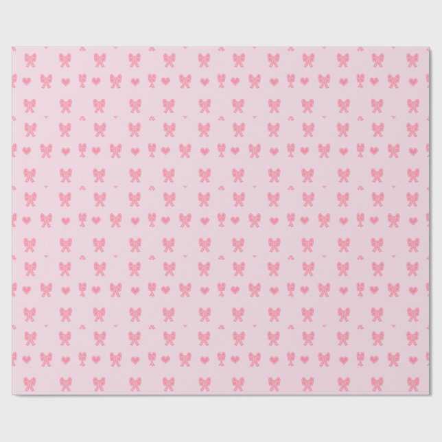  Cute Pink Bows and Hearts Coque Presentpapper (Platt)
