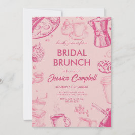 Cute Pink Bridal Brunch With Bride Bridal Shower Inbjudningar