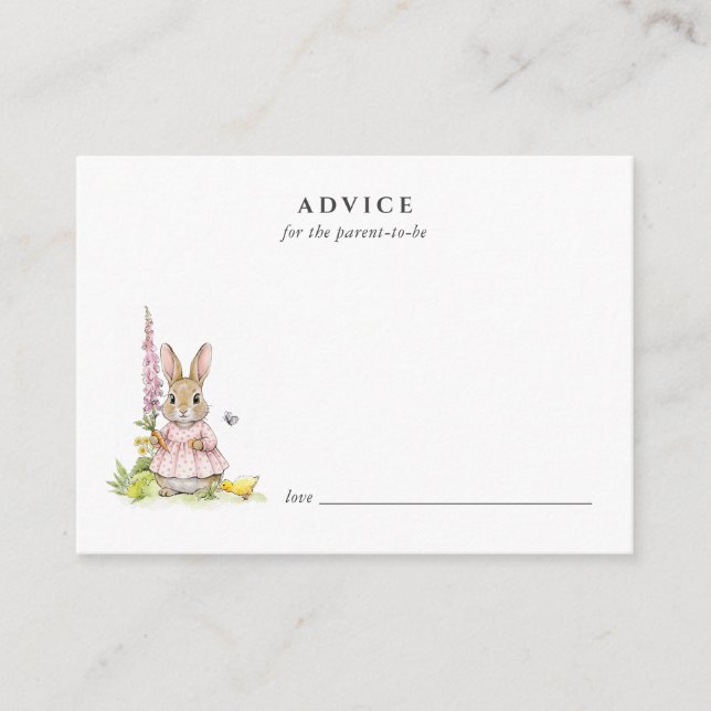 Cute Pink Bunny Baby Advice card Rådkort (Framsida)