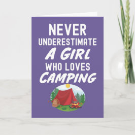 Cute Pink Camping Cards For Baby Girls Kids Camper Kort