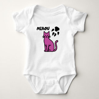 Cute Pink Cat “MIAOU” Baby Bodysuit T Shirt
