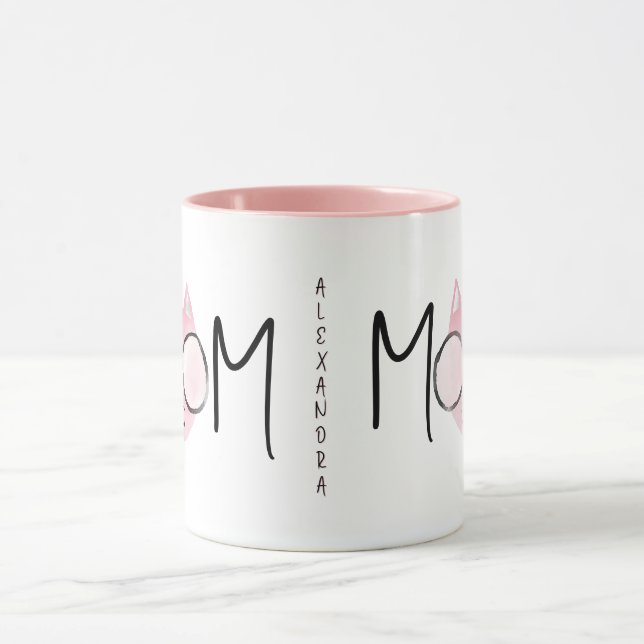 Cute Pink Cat's Mother Mothers Day Personalized  Mugg (Center)