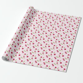 Cute Pink Cherry Retro Fruit Presentpapper
