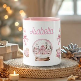 Cute Pink Christmas gingerbread Cookies Name Mugg