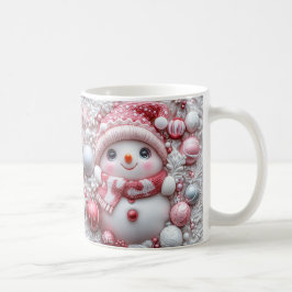 Cute Pink Christmas Snowman Mug | Cozy Winter Mug Kaffemugg
