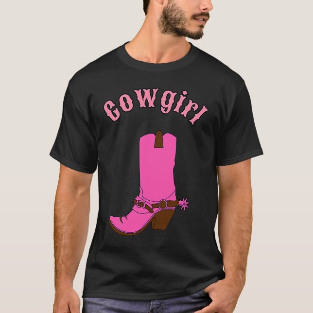 Cute pink cowgirl boot t shirt (Framsida)