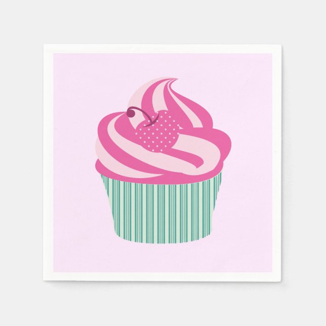 Cute Pink Cupcake Pastel Pink Pappersservett (Framsidan)