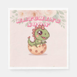 Cute Pink Dino Hatching Soon Pappersservett