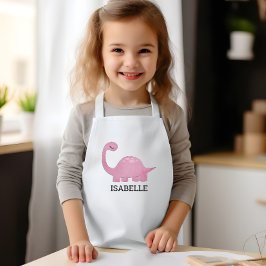 Cute Pink Dinosaur Personalized Barnförkläde