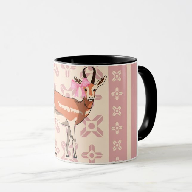 Cute Pink Doe-patterned Christmas  Mugg (Framsida höger)
