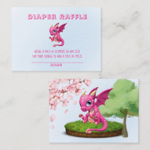 Cute Pink Dragon Blöja Lotteri Baby Shower Visitkort
