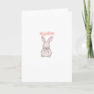 Cute Pink Easter Bunny Watercolor Helgkort