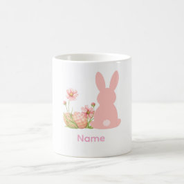 Cute Pink Easter Bunny with Spring Flowers  Kaffemugg