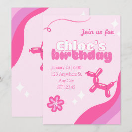 Cute pink editable birthday invite inbjudningar