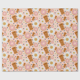 Cute Pink Eggs Bacon Donuts Seamless Presentpapper