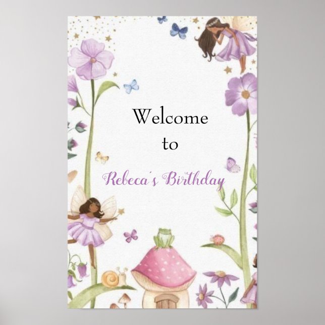 Cute Pink fairy Coquette primer cumpleaños Poster (Framsidan)