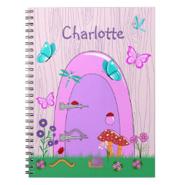 Cute Pink Fairy Door Anteckningsbok