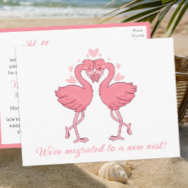 Cute Pink Flamingo Change of Address Tropical Love Vykort