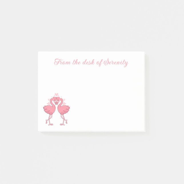 Cute Pink Flamingo Love Tropical Hawaiian Beach Post-it Block (Framsida)